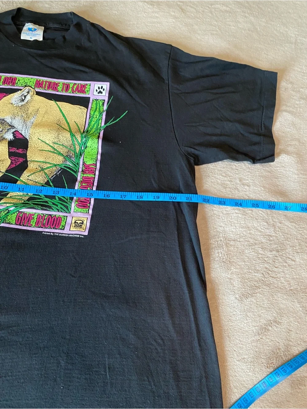 Vintage 1997 Save The Rainforest Wildlife Graphic T-Shirt XL Black Nature